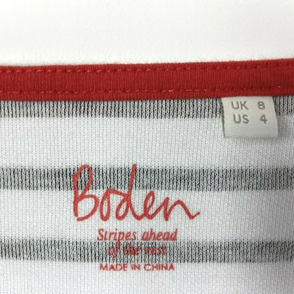 Boden Top Size 4 Stripes Glitter Cuff Tee Shirt Long Sleeve - Picture 4 of 5
